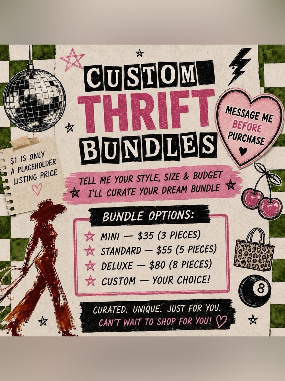 Custom Thrift Bundles• | 🦋🍒🖤🍄🌻🧚🏼♀️🎀⚡️☯️ | •